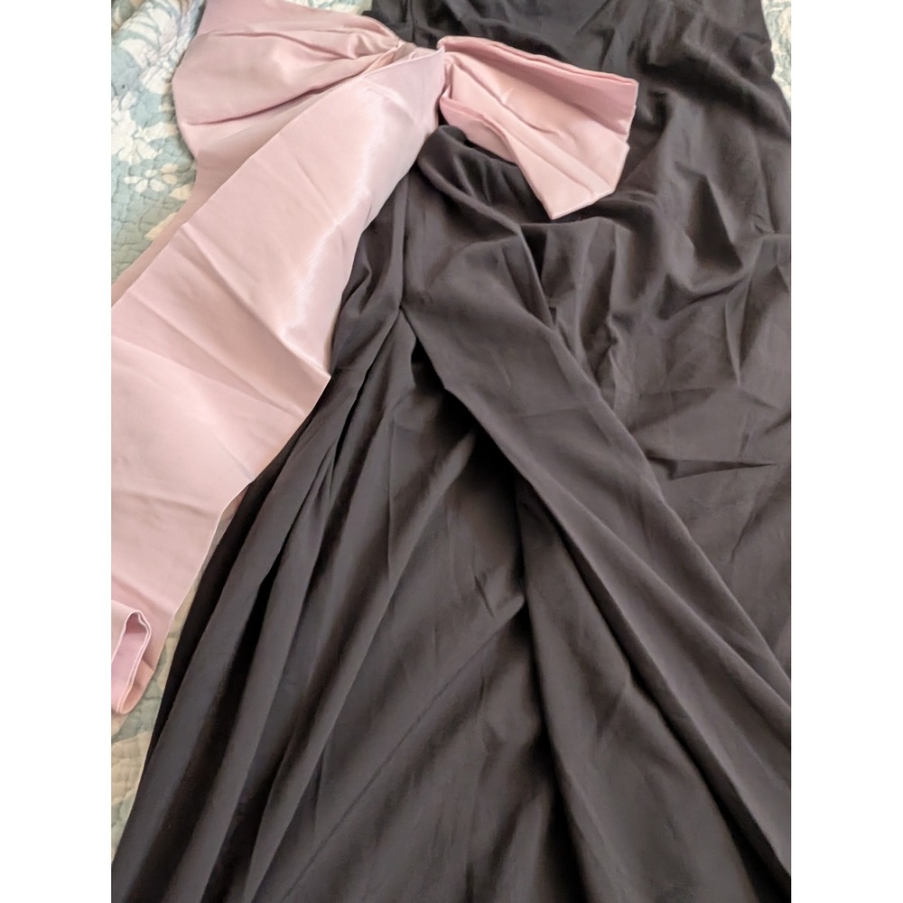 Oh Polly Angelique Strapless Bow Detail Maxi Dress Black Pink US 8 NEW Formal - Picture 8 of 10